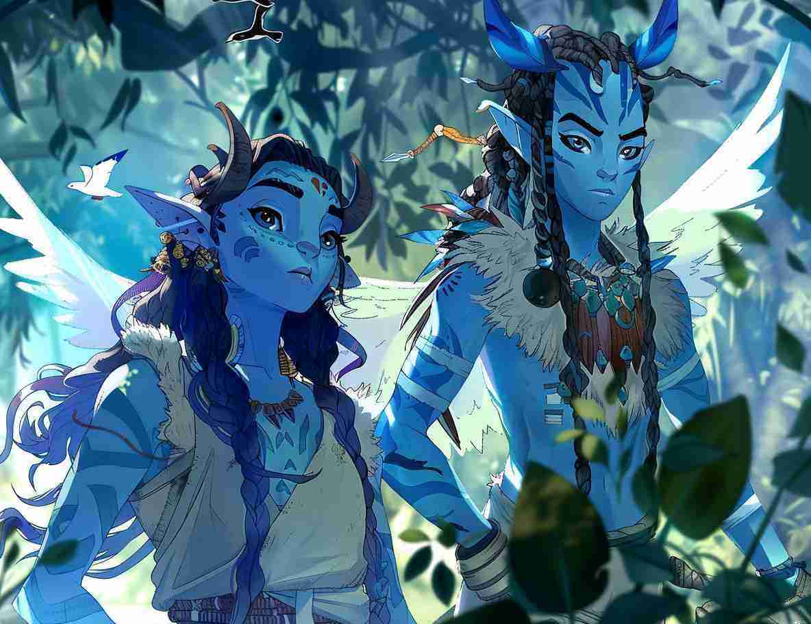Personas de Avatar en el bosque.